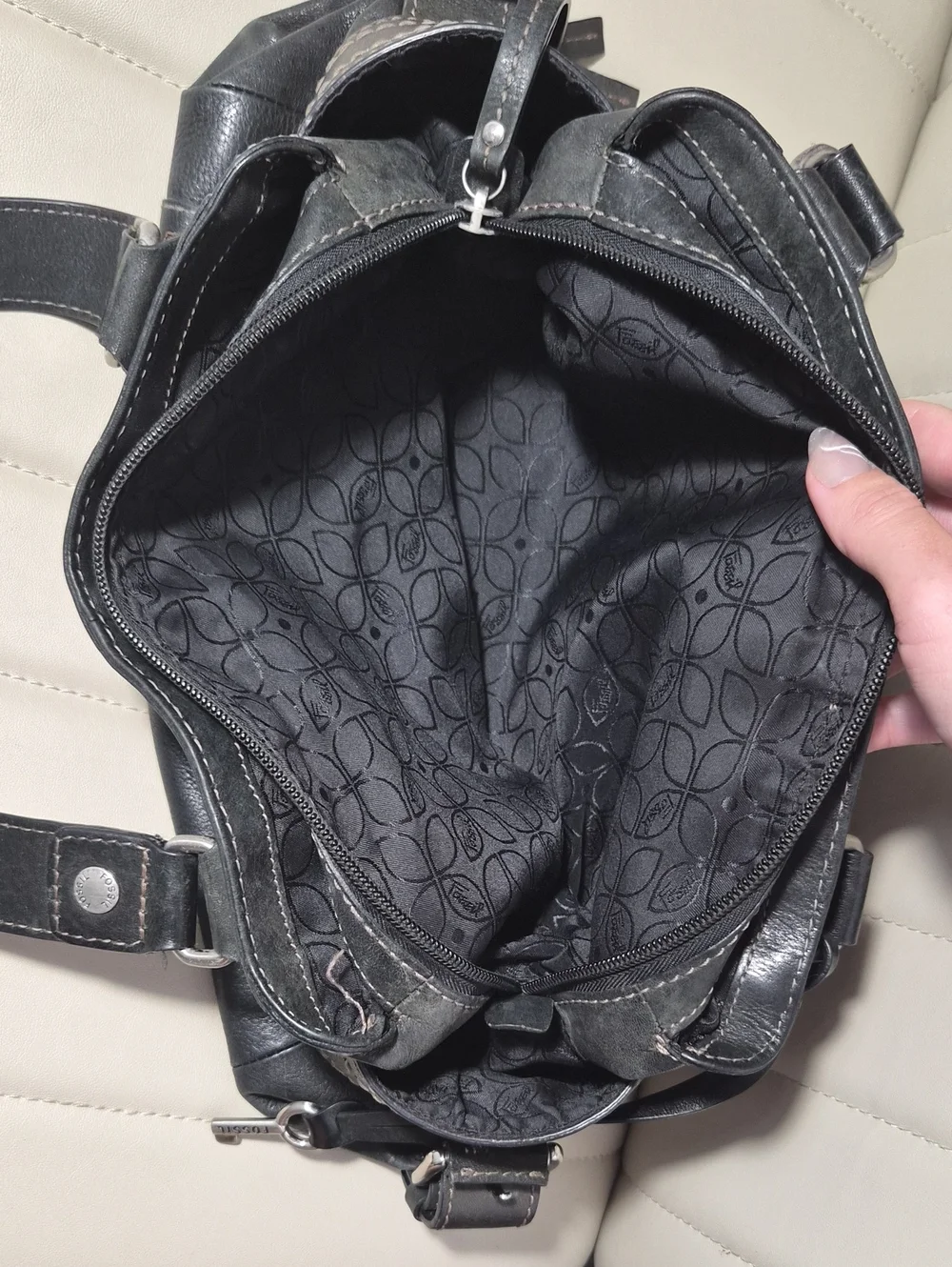 Fossil Classic Black Leather Shoulder Bag Y2K